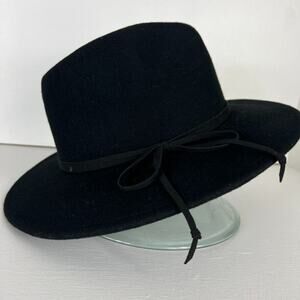 TART California Fedora Hat 100% Wool Black One Size Felt Boho Bow